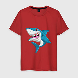 Футболка хлопковая мужская Улыбка акулы, цвет: красный