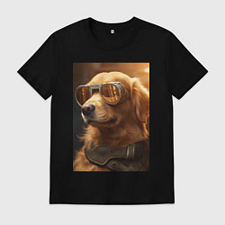 Мужская футболка Золотистый ретривер в золотых очках