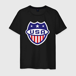 Футболка хлопковая мужская Shield USA, цвет: черный