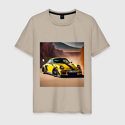 Футболка хлопковая мужская Porsche 911, цвет: миндальный