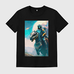 Мужская футболка Космонавт верхом на динозавре