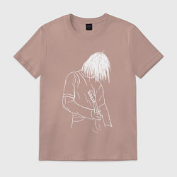 Футболка хлопковая мужская Kurt Cobain grunge, цвет: пыльно-розовый