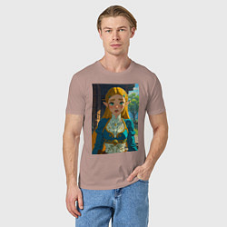 Футболка хлопковая мужская The legend of Zelda - ahegao art, цвет: пыльно-розовый — фото 2