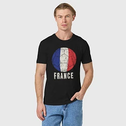 Футболка хлопковая мужская Футбол Франции, цвет: черный — фото 2