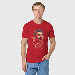 Футболка хлопковая мужская Граффити Сталин, цвет: красный — фото 2