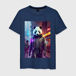 Футболка хлопковая мужская Панда-босс на своём районе - Пекин, цвет: тёмно-синий