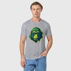 Футболка хлопковая мужская Обезьяна голова гориллы, цвет: меланж — фото 2