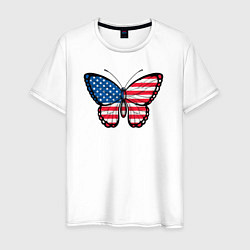 Футболка хлопковая мужская США бабочка, цвет: белый