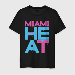 Футболка хлопковая мужская Miami Heat style, цвет: черный