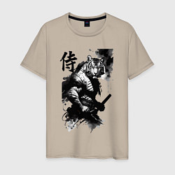 Мужская футболка Tiger samurai - hieroglyph - art