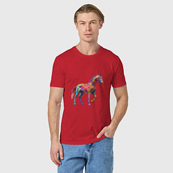 Футболка хлопковая мужская Конь геометрик, цвет: красный — фото 2