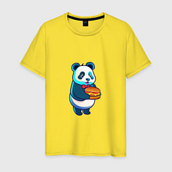 Футболка хлопковая мужская Милая панда с чизбургером, цвет: желтый