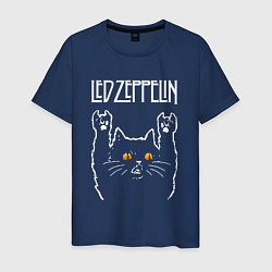 Футболка хлопковая мужская Led Zeppelin rock cat, цвет: тёмно-синий