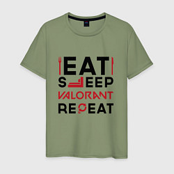 Мужская футболка Надпись: eat sleep Valorant repeat