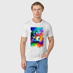 Футболка хлопковая мужская Акварельный Пикачу - поп-арт, цвет: белый — фото 2