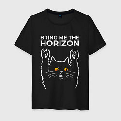Футболка хлопковая мужская Bring Me the Horizon rock cat, цвет: черный