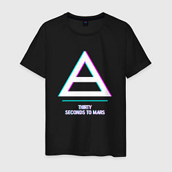 Футболка хлопковая мужская Thirty Seconds to Mars glitch rock, цвет: черный