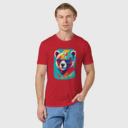 Футболка хлопковая мужская Pop-Art Panda, цвет: красный — фото 2
