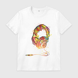 Мужская футболка Наушники проводные