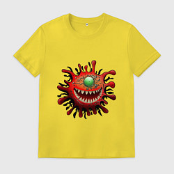 Футболка хлопковая мужская Веселый вирус красный, цвет: желтый