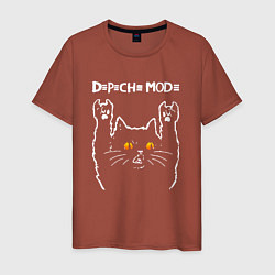 Футболка хлопковая мужская Depeche Mode rock cat, цвет: кирпичный