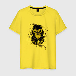 Футболка хлопковая мужская Крутая горилла с наушниками, цвет: желтый
