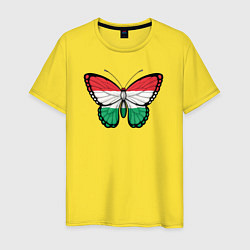 Футболка хлопковая мужская Бабочка Венгрия, цвет: желтый