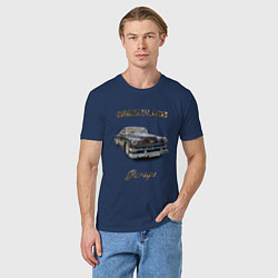 Футболка хлопковая мужская Классический автомобиль Chevrolet Bel Air, цвет: тёмно-синий — фото 2