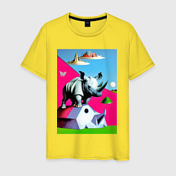 Мужская футболка Прикольный носорог - поп-арт