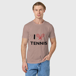 Футболка хлопковая мужская I Love Tennis, цвет: пыльно-розовый — фото 2