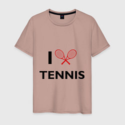 Футболка хлопковая мужская I Love Tennis, цвет: пыльно-розовый