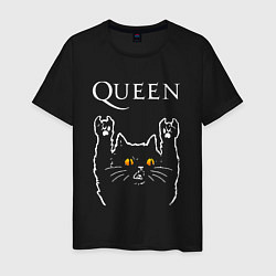 Футболка хлопковая мужская Queen rock cat, цвет: черный