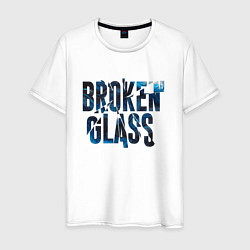Футболка хлопковая мужская Broken glass, цвет: белый