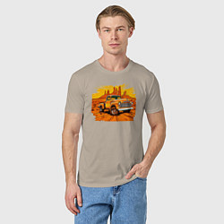 Футболка хлопковая мужская Шевроле грузовик, цвет: миндальный — фото 2
