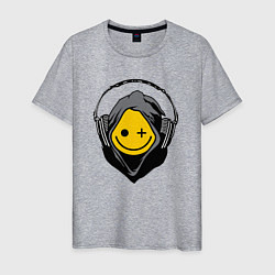 Мужская футболка Смайлик в наушниках smiley face in headphones