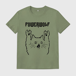 Футболка хлопковая мужская Powerwolf - rock cat, цвет: авокадо