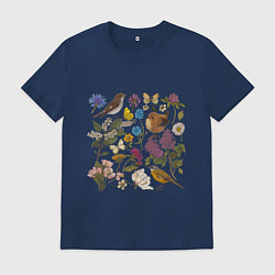Мужская футболка Цветение и птички