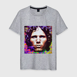 Футболка хлопковая мужская Jim Morrison Glitch 25 Digital Art, цвет: меланж