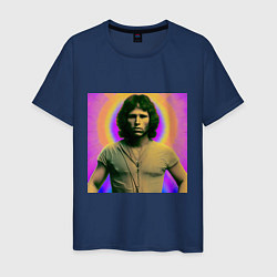 Футболка хлопковая мужская Jim Morrison Galo Glitch Art, цвет: тёмно-синий