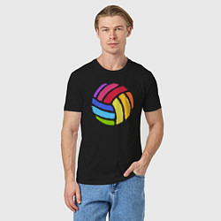 Футболка хлопковая мужская Rainbow volleyball, цвет: черный — фото 2