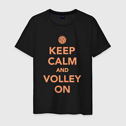 Футболка хлопковая мужская Keep calm and volley on, цвет: черный