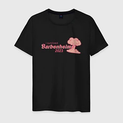 Футболка хлопковая мужская Barbenheimer or Oppenbarbie meme, цвет: черный