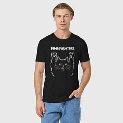 Футболка хлопковая мужская Foo Fighters rock cat, цвет: черный — фото 2