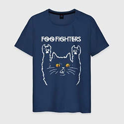 Футболка хлопковая мужская Foo Fighters rock cat, цвет: тёмно-синий