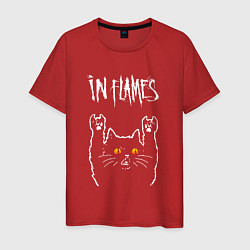Футболка хлопковая мужская In Flames rock cat, цвет: красный