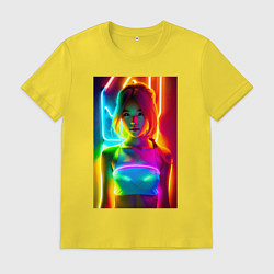 Мужская футболка Japanese girl - neon glow - neural network