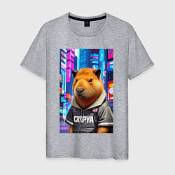 Мужская футболка Cool capybara - urban style - neural network