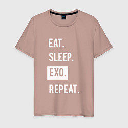 Футболка хлопковая мужская Eat Sleep EXO Repeat, цвет: пыльно-розовый