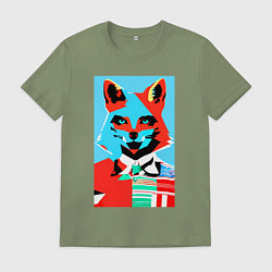 Мужская футболка Морда лисы - поп-арт - нейросеть