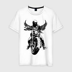 Футболка хлопковая мужская Biker wings, цвет: белый